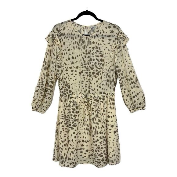 Rails Womens Size M Ora Ruffle Long Sleeve Animal Print Minidress New - Picture 1 of 5